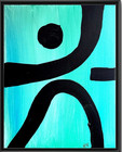 Abstract Acrylic 11x14 Ultra Strong Canvas Black Teal Signed Wall Art Painting — photo 6