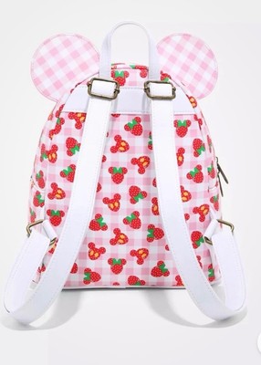 Loungefly x Disney Minnie Mouse Strawberry Gingham Mini Backpack Disney Minnie Mouse Cherry Blue Gingham | Mercari main image 4
