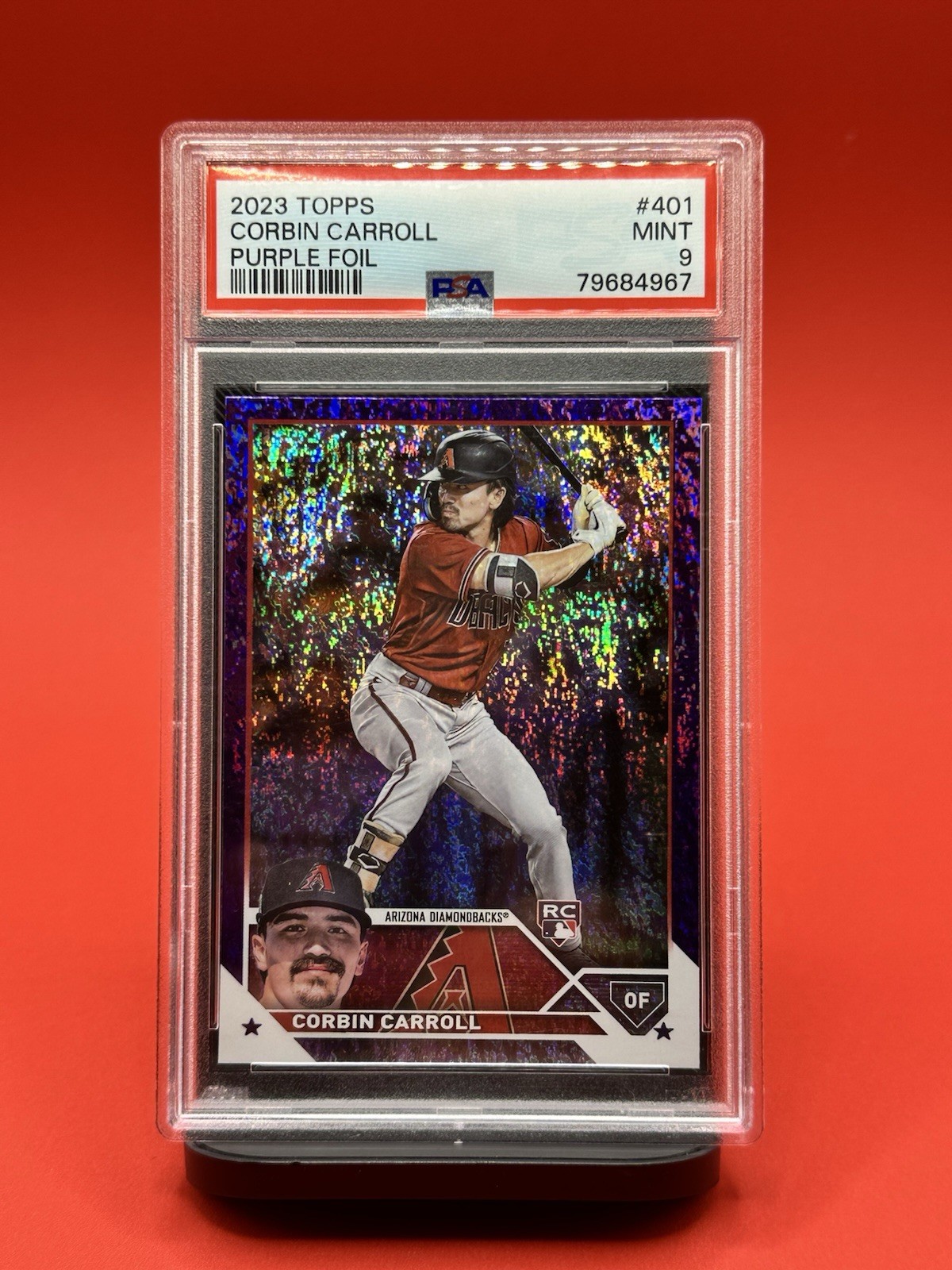2023 Topps Purple Foil #401 Corbin Carroll RC PSA 9 072/799 Diamondbacks RC