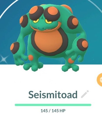  POKEMON GO - Shiny Seismitoad *Lv20 & 3 Moves* PVP Great League 