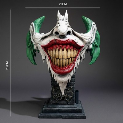 Joker Face Batman Logo Bust 3D Print Painted Diorama Decoration