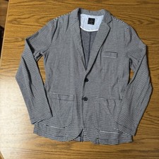 Zara Man Black/White StripeLightweight Knit Blazer Jacket Slim Fit Men's Med.  