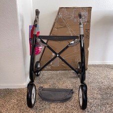 New Open ByAcre Rollator Carbon Ultralight Walker Wide Track Black Tan Bag