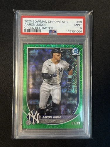120 Aaron Judge 2025 Bowman Chrome Green Mojo #/99 PSA 9 New York Yankees