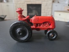 Small Hubley  Cast Iron Toy Tractor, Red w/ Farmer Nice Color