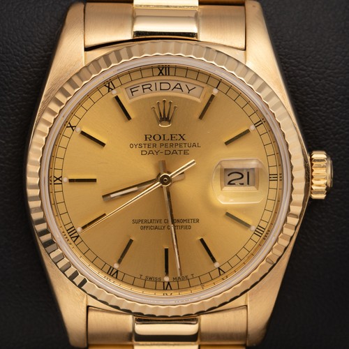 Presidential Rolex Day-Date 18038 Watch 36mm Champagne Dial 18K Gold BOX & PAPER