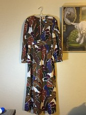 Farm Rio Anthropologie  V-Neck Maxi Dress Tropical Leaf Print Womens Size 2 