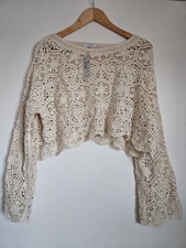 Womens Quiz Crochet Long Sleeved  Cream Top Size S/M