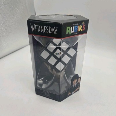 Rubik's Wednesday 3x3x3 Cube Twist Puzzle w/ Display Stand, Black/White