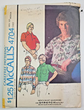 VTG 70s McCalls Sew Pattern 4704 Mens Knit Buttoned Shirts Sz M Chest 38-40 CUT