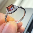 925 Sterling Silver Ring 5mm Natural Rhodolite Garnet Zircon Handmade Chain Gift — photo 6