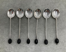 EPNS Silver Plate coffee spoons with wooden coffee beans x 6 N2