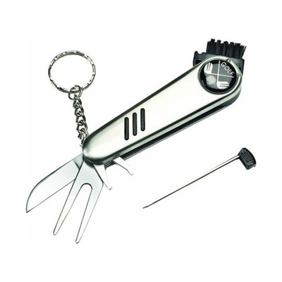Golfer 6-in-1 Multi-Werkzeugkugel-Marker-Pinsel-Pitch-Reparature (Silber)