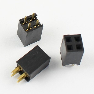 10Pcs 2.54mm Pitch 2x2 Pin 4 Pin Female Double Row Straight Pin Header Strip #nm