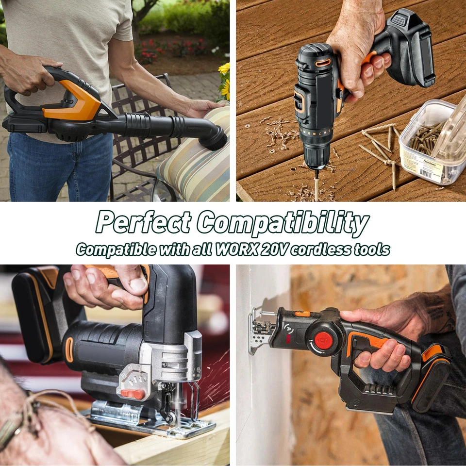 Литий-ионный аккумулятор WORX 20 В 8,0 Ач MAX Extend WA3525 WA3575 WA3520 1/2 шт. - Изображение 2 из 4