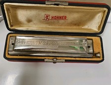 Very Vintage Hohner Harmonica Chromonica 64 Professional W Case Music Decor USA