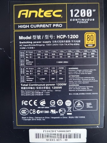 Antec HCP 1200 PC Netzteil 1200 Watt Teilmodular