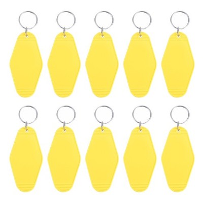 10 x Vintage Motel Keychain Blank Hotel Keychains Key Tag Light Yellow