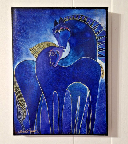 Laurel Burch Canvas Indigo Mares Horses 12x16X1.5 Wall Art Print