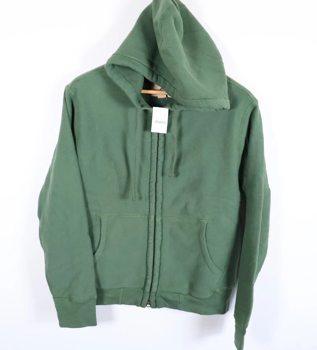 J.Crew Thermal Lined Hoodie Men's Small Green Full Zip Fleece Sweatshirt Unworn