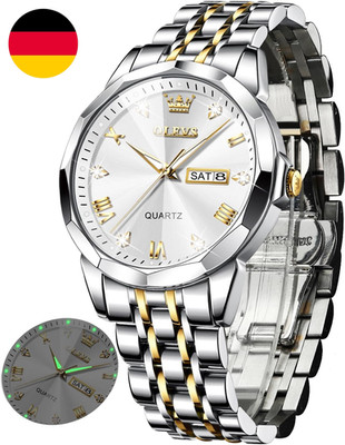 OLEVS Herrenuhren Gold Silber Business-Kleid Luxus-Armbanduhr Luminous Leicht Zu