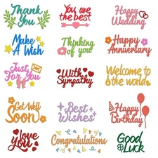 15pcs Word Die Cut for Card Making Blessing Word Metal Cutting Dies Congratul...