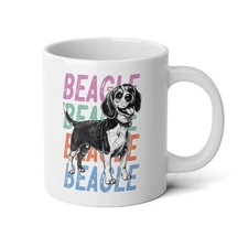 Beagle Bliss: Playful Pooch Jumbo Mug 20oz, Vintage Graphic Design, Dog Lover