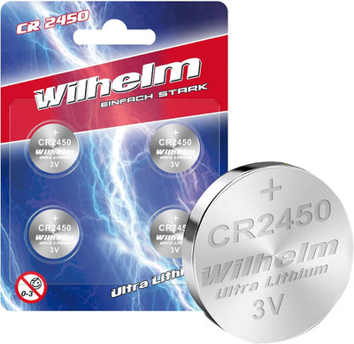 4 X CR2450 WILHELM Lithium Knopfzelle 3V 600Mah Ø24,5X5,0Mm Batterie DL 2450 CR