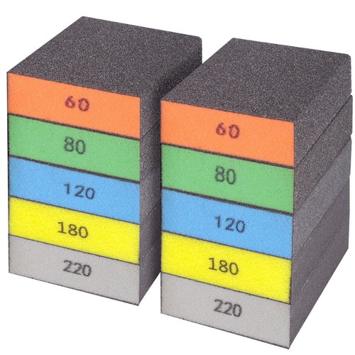 10 Pcs Sanding Sponge Washable and Reusable Sanding Block 60/80/100/120/180/2