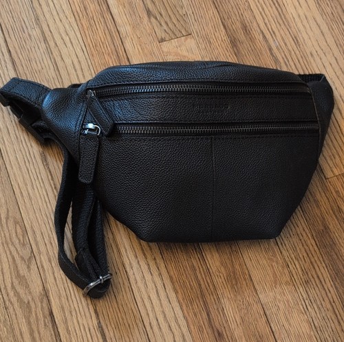 Morgado Leather Black Waist Pack, Adjustable Strap