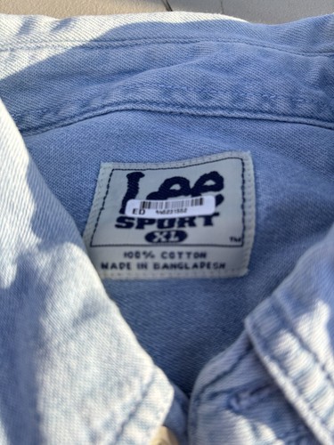 Herren Lee Sports Shirt Titans NFL Blue Jeans Langarm Button Down Front XL - Bild 3 von 6