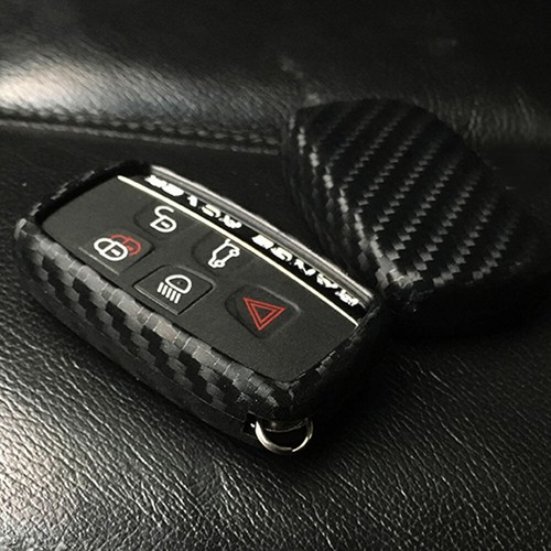 1pc Carbon Style TPU Key Case Shell Fob Cover For Land Rover Ranger Rover Jaguar - Foto 6 di 8