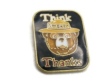 Vintage Smokey the Bear Enamel Pin US Forest Service Think Thanks Wildfire