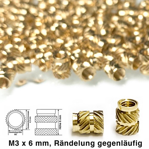 Einpressmutter M3 M1 M1,4 M2 M4 M5 Rändelmutter Gewindeeinsatz, 3D Druck - Bild 32 von 44