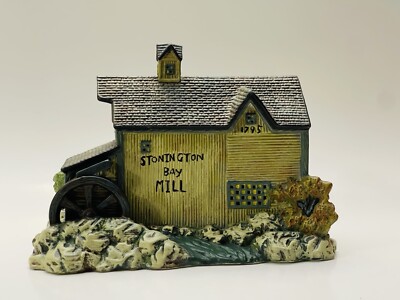 Lang and Wise Folk Art Village House Stonington Bay Mill Lighted Boxed