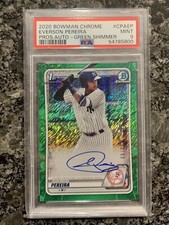 2020 Bowman Chrome 1st Everson Pereira Green Shimmer Auto /99 PSA 9 Yankees Card