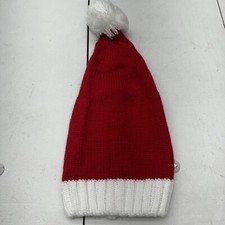 Red White Knitted Holiday Santa Hat Machine Washable Child Unisex One Size