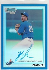 2010 Bowman Chrome Draft Prospect Autographs Blue Refractors Zach Lee 104/150