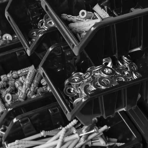 Stapelboxen Wandregal Box Sichtlagerkästen Schüttenregal Lagersystem 82 Boxen - Bild 4 von 7