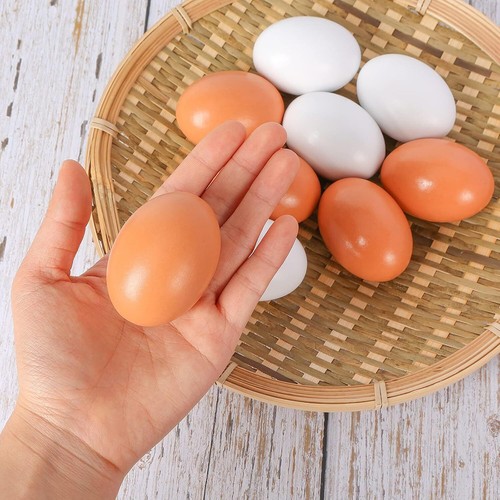 Wooden Fake Eggs 9 Pieces 2 Colors Wooden Egg Wood Eggs for Crafts Home Decor - Picture 5 of 11