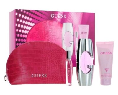 GUESS for Women 4 pcs GIFT SET 2.5 oz EDP Spray + Mini + BODY LOTION + Pouch