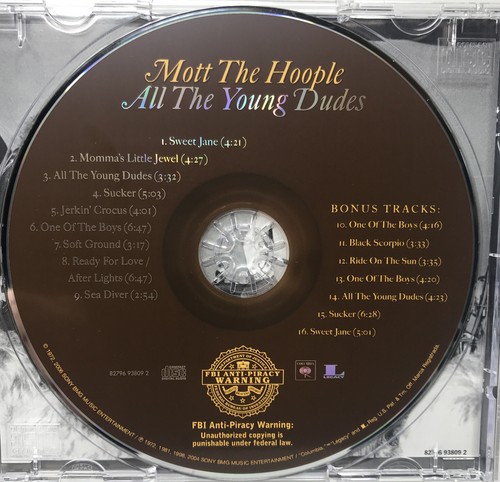 Mott the Hoople All the Young Dudes CD 1972 Release Remastered 2006 Free Ship - Picture 3 of 4