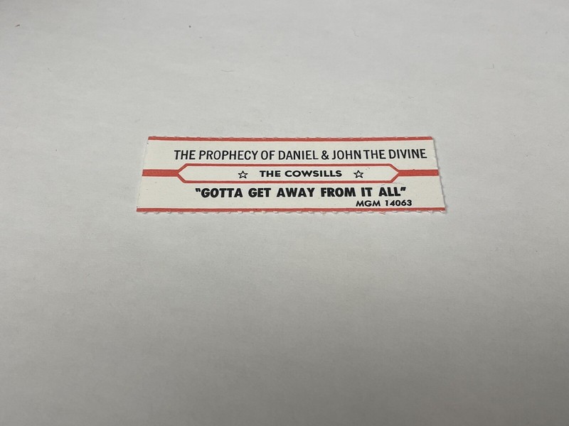 Jukebox Title Strip Cowsills Prophecy Of Daniel & Jon The Divine Gotta Get Away