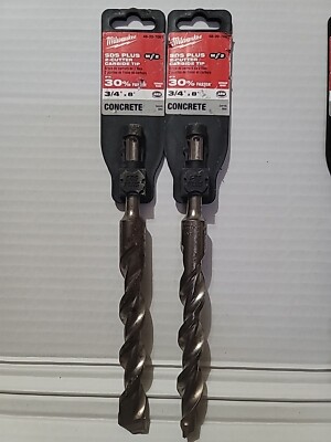 2x Milwaukee 3/4'' x 8'' SDS Plus 2Cut Carbide Concrete Brick Drill Bit 48-20-7061