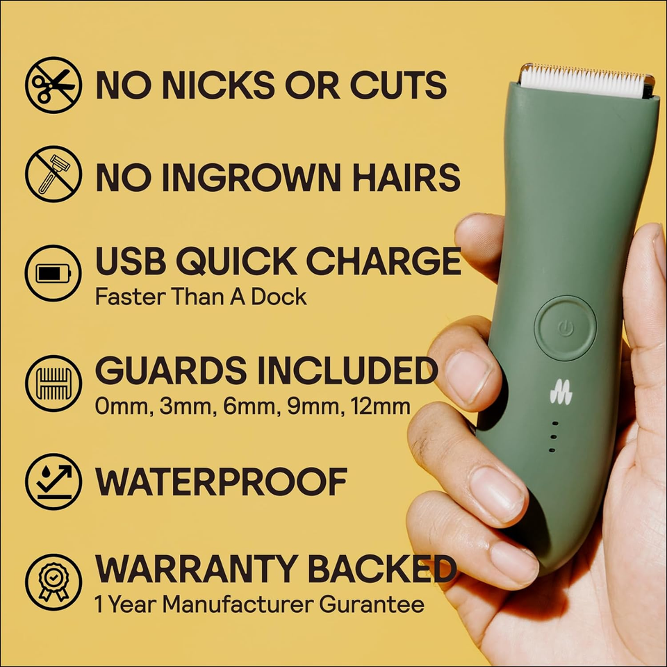 MERIDIAN Body Hair Trimmer Waterproof & Rechargeable, No Nick or Razor