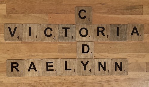 PERSONALIZED HAND CUT LARGE WALL ART SCRABBLE TILES - FINISHED WOOD 4in x 4in - Picture 5 of 8