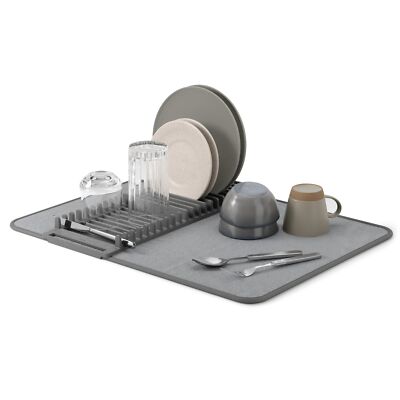 Umbra UDRY Charcoal Dish Drying Rack and Microfiber Mat Space Saver 24x18 inches