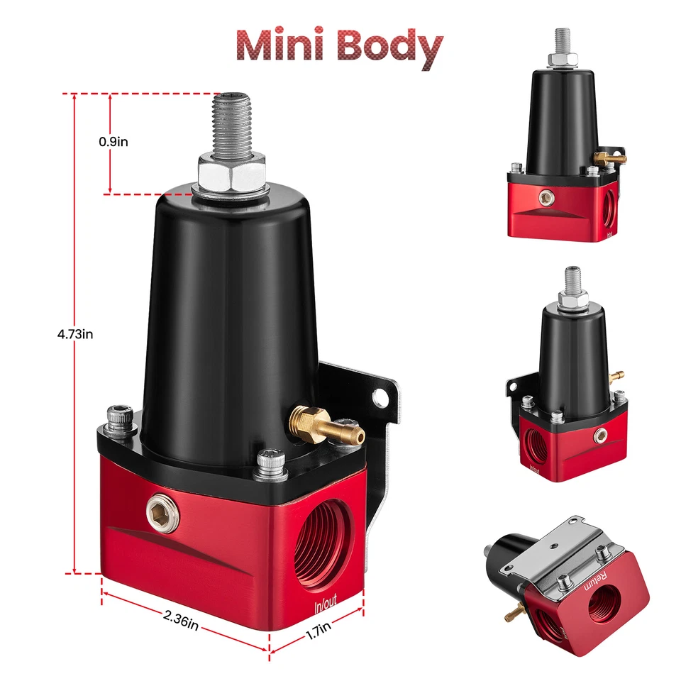 Adjustable EFI Fuel Pressure Regulator Bypass Gauge 6AN 8AN 10AN Fitting Inject Foto 3 de 4