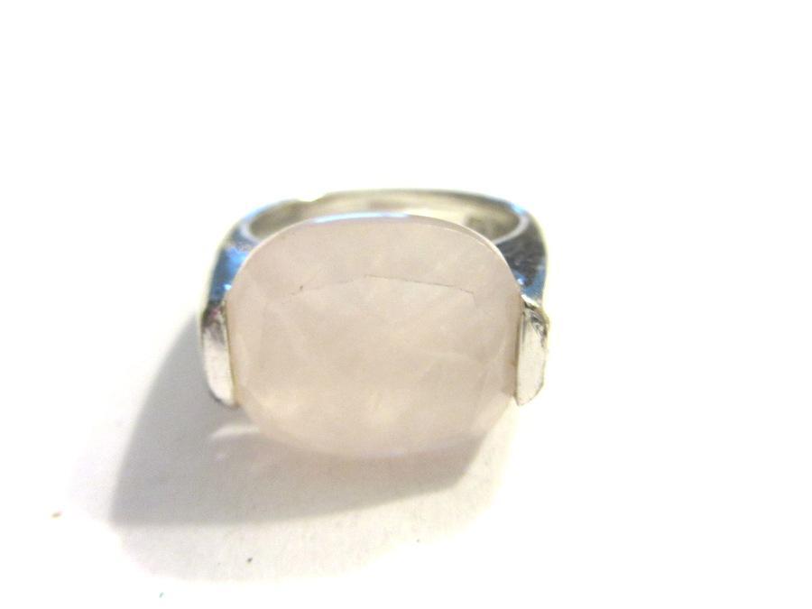 Silver Ring Solid Rose Quartz Stone (925s) OM3826 - image 1