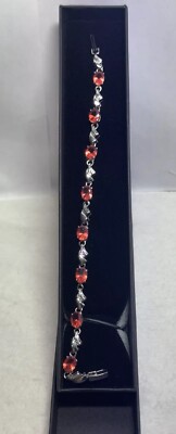 Damen Armband silberfarben mit rosa pfirsichfarbenen Steinen in Box